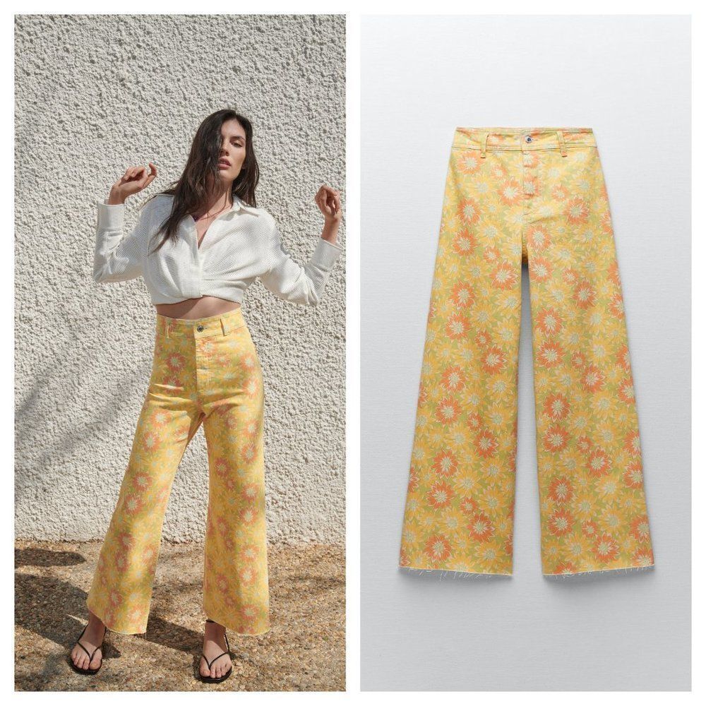 ZARA SUNFLOWER MARINE DENIM JEANS - Picture 2 of 15